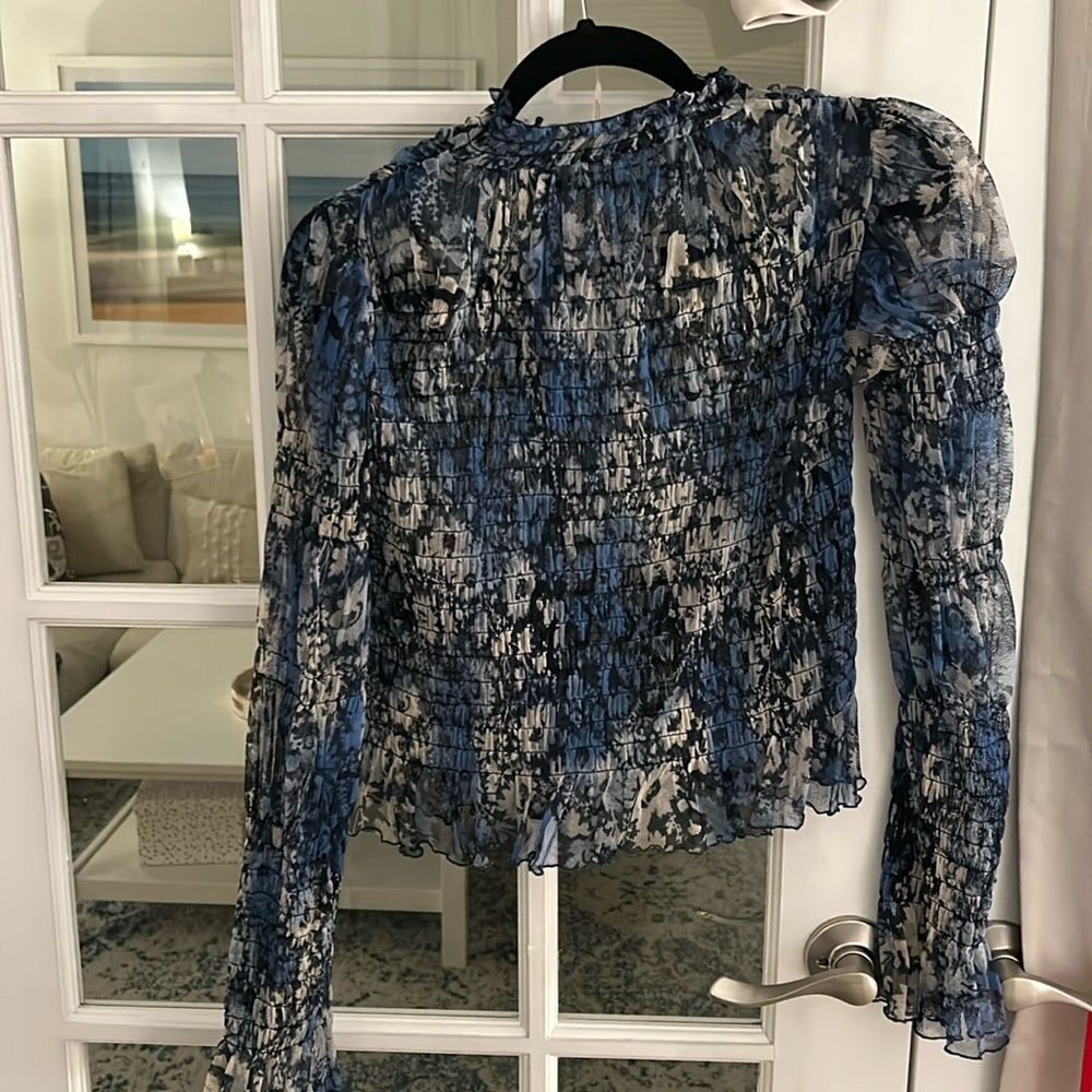 Free People Floral Mesh Blouse